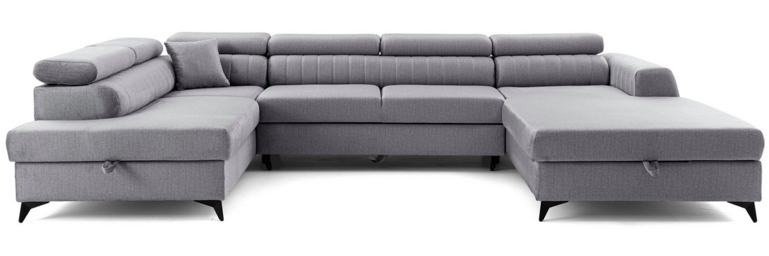 NEXT COLLECTION Ecksofa Piero U, elegante vertikale Nähte, Verstellbare Kopfstützen, mit Schalffunktion, mit Bettkasten Bild 1