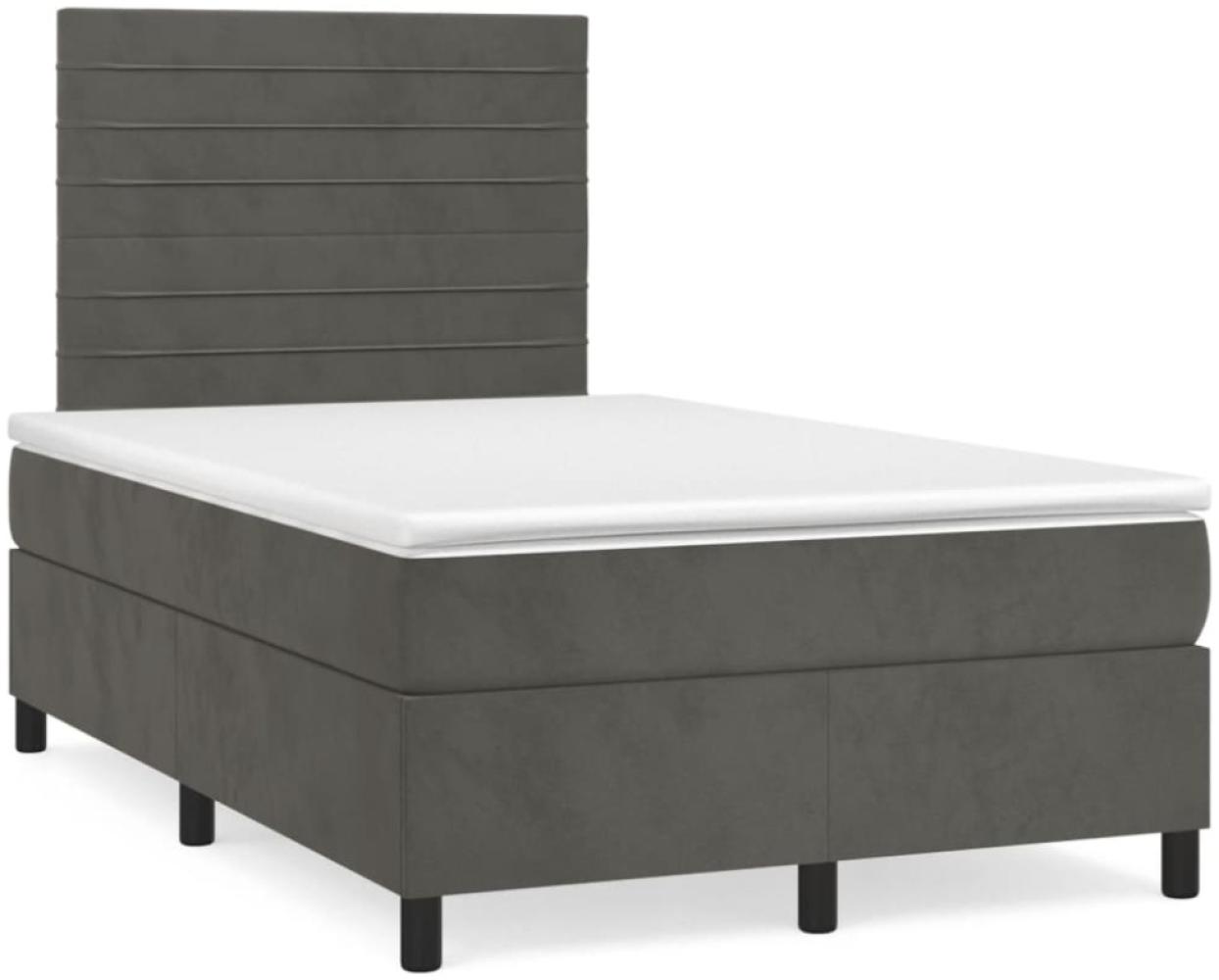 vidaXL Boxspringbett mit Matratze Dunkelgrau 120x190 cm Samt 3270002 Bild 1