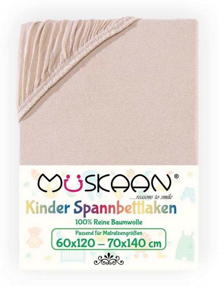 Müskaan Spannbettlaken Kinder Spannbetttuch 60x120 - 70x140 cm Bettlaken Tuch 100% Baumwolle, Jersey, Gummizug: Rundumgummizug, Matratzen Bezug bis 12cm Matratzenhöhe Bild 1