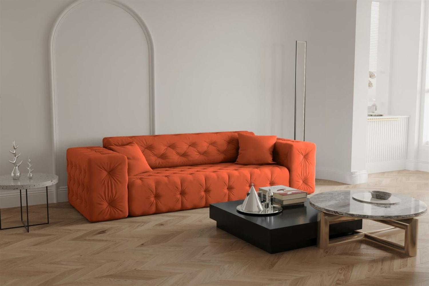 Sofa Designersofa CHANTAL 3-Sitzer in Stoff Opera Velvet Orange Bild 1