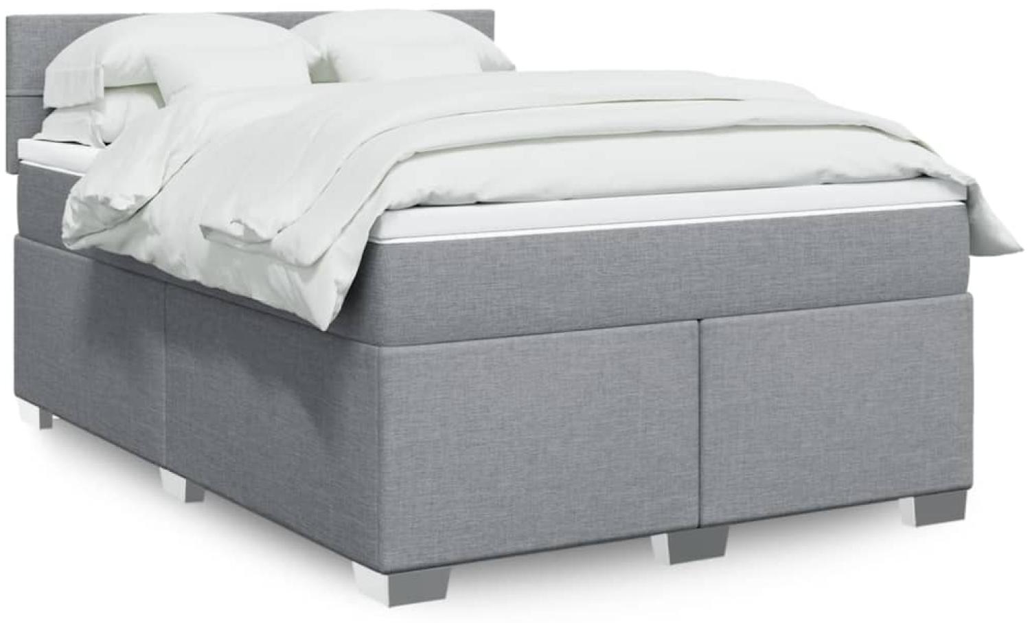 vidaXL Boxspringbett mit Matratze Hellgrau 140x190 cm Stoff 3288183 Bild 1