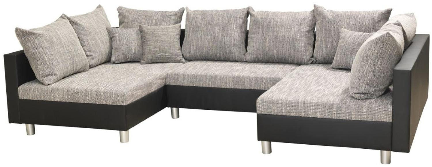 Couchgarnitur Allegra U-Form Schwarz-Grau inkl. Hocker Bild 1
