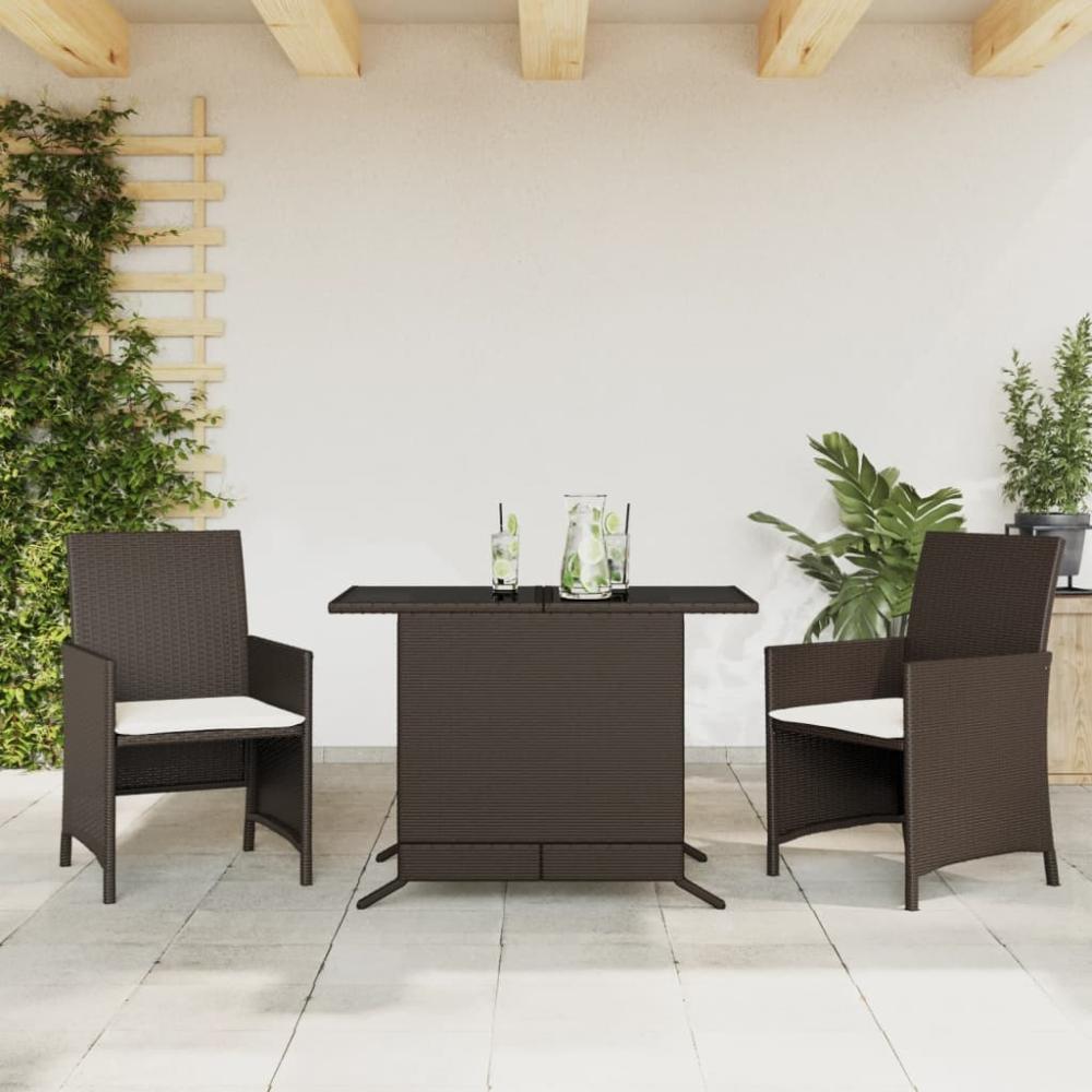 vidaXL 3-tlg. Bistro-Set mit Kissen Braun Poly Rattan 365118 Bild 1