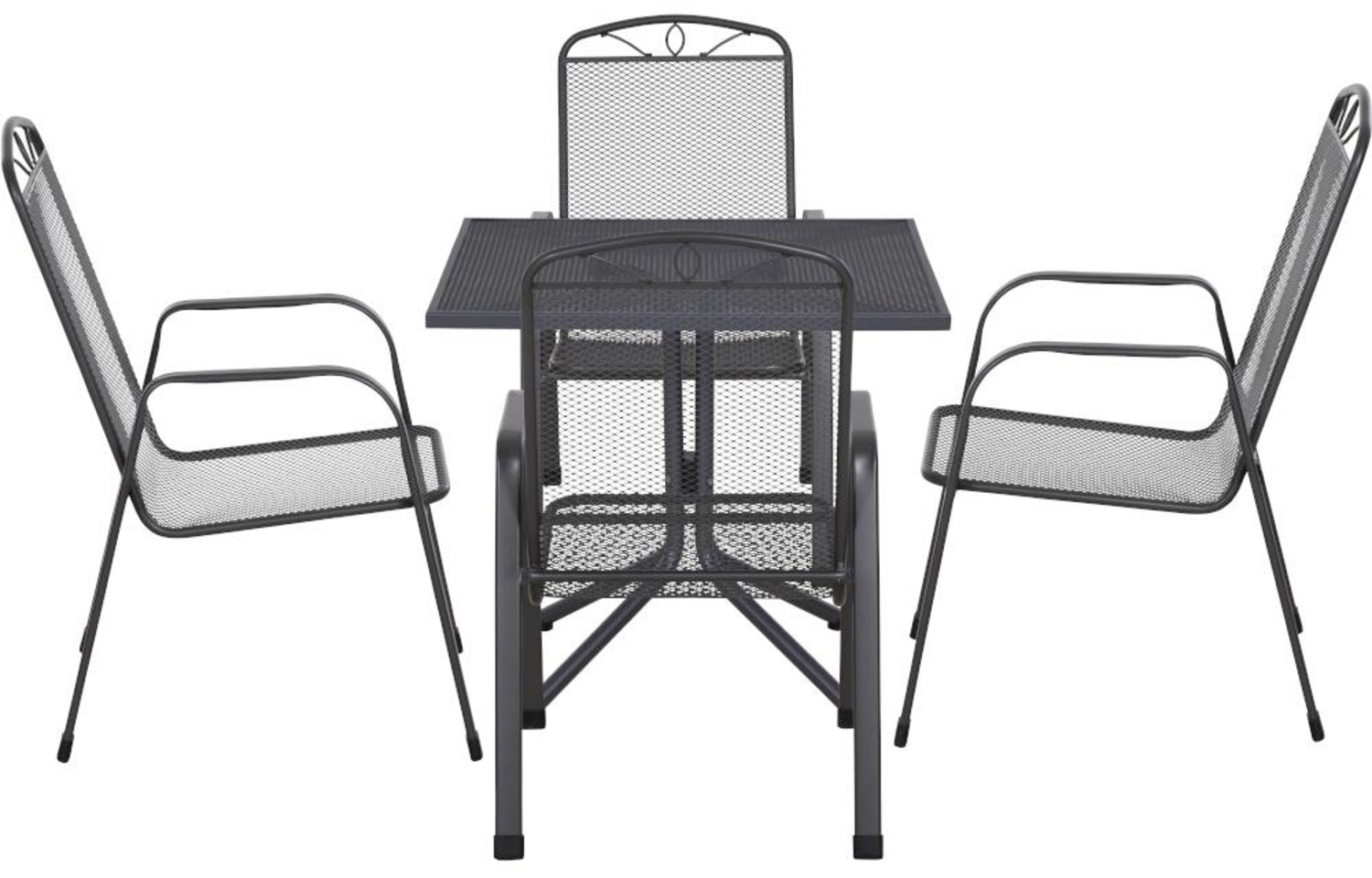 SIENA GARDEN Elda Set 5-teilig Stapelsessel + Tisch 80 4 x Stapelsessel + 1 x Tisch 80 x 80 cm Bild 1