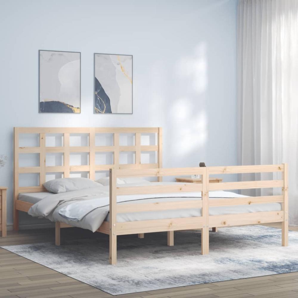 vidaXL Massivholzbett mit Kopfteil 160x200 cm 3193996 Bild 1