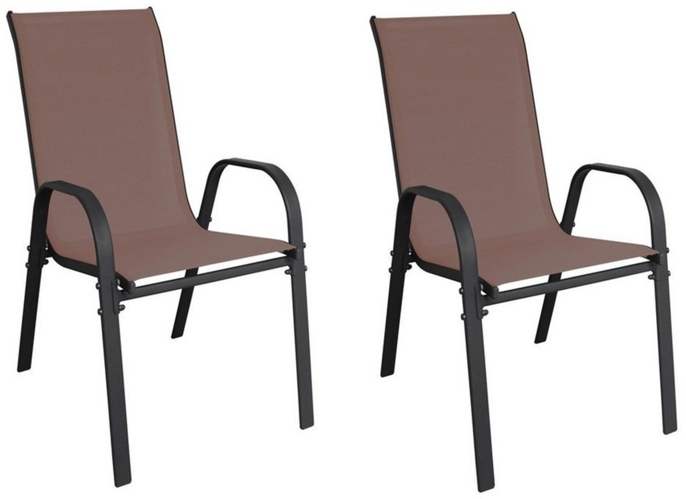 2 Stück Stapelstuhl Metall - Textilen Farbe Anthrazit - Braun Bild 1