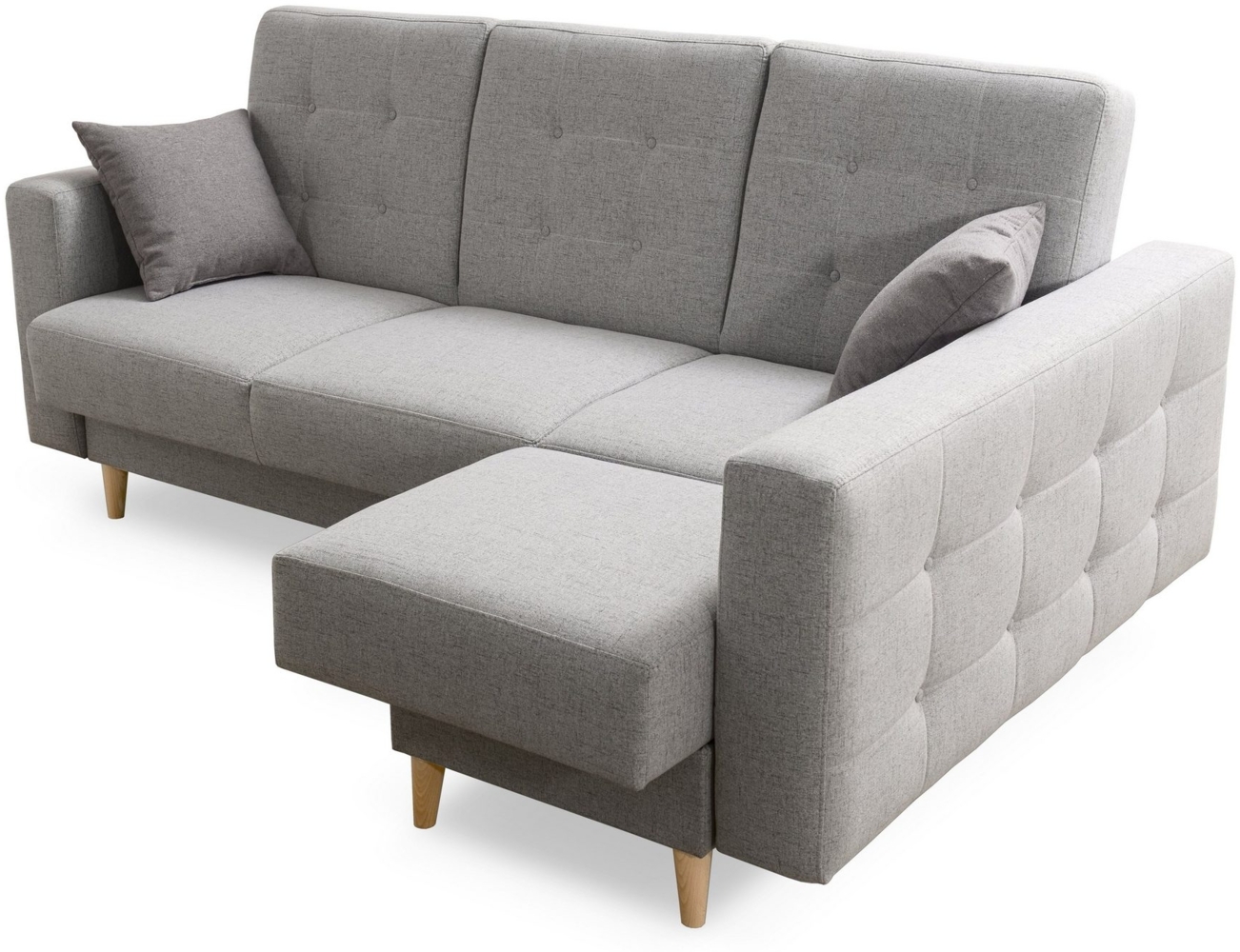 robin 'Hilton' Ecksofa mit Bettkasten und 2 Kissen, Schaumstoff silber, 225 x 158 x 100 cm Bild 1