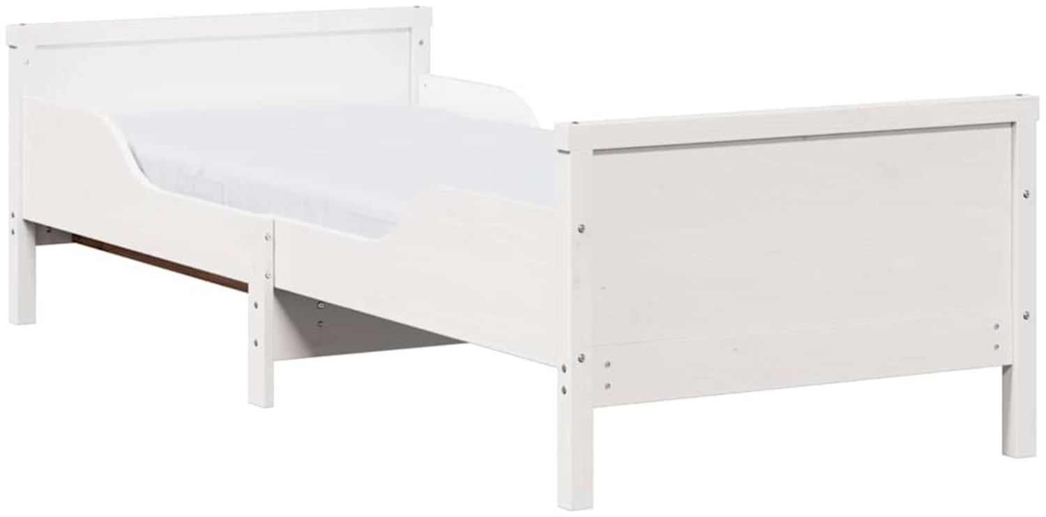 vidaXL Bettrahmen mit Matratze Weiß 80 x 200 cm Massives Kiefernholz 3385953 Bild 1