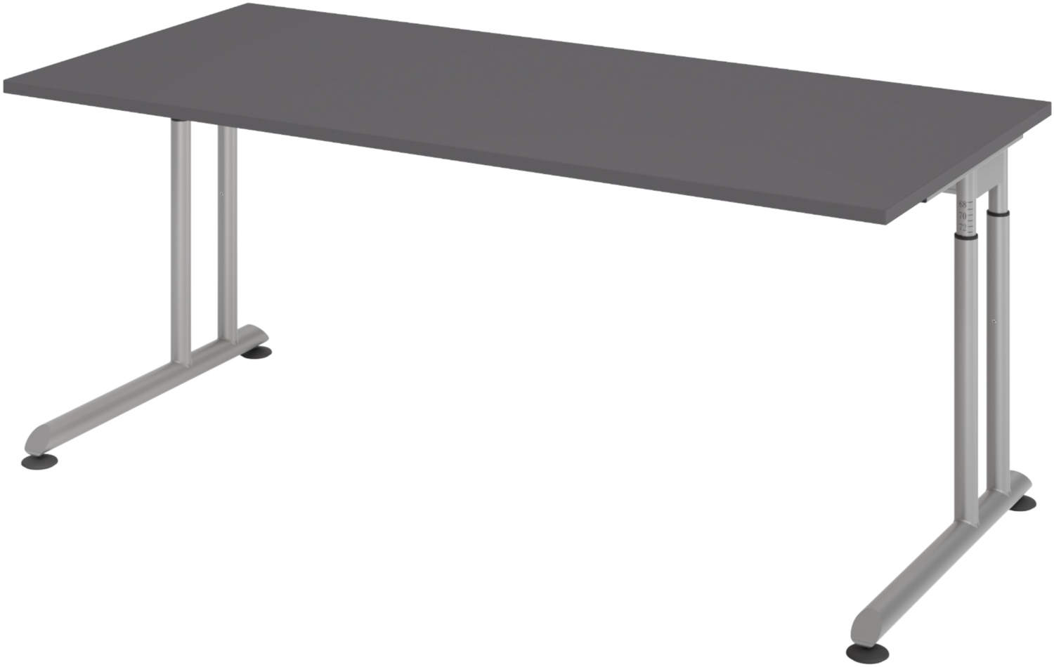 bümö höhenverstellbarer Schreibtisch Z-Serie 180x80 cm in graphit, Gestell in Silber - großer PC Tisch für's Büro manuell höhenverstellbar, Computertisch verstellbar, ZS-19-G-S Bild 1