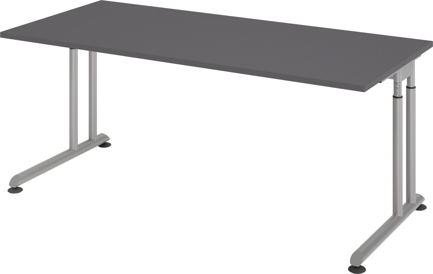 bümö höhenverstellbarer Schreibtisch Z-Serie 180x80 cm in graphit, Gestell in Silber - großer PC Tisch für's Büro manuell höhenverstellbar, Computertisch verstellbar, ZS-19-G-S Bild 1