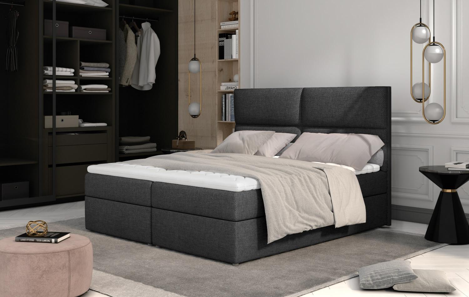 Boxspringbett HAZEL 180x200 cm Stoff Berlin Anthrazit Bild 1