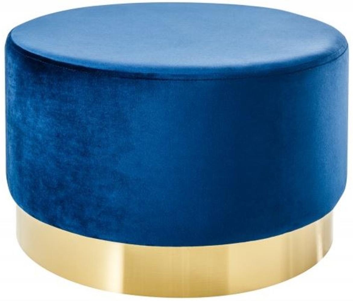 Casa Padrino Designer Rundhocker Blau / Gold B. 55 x H. 35 cm - Wohnzimmer Möbel Bild 1