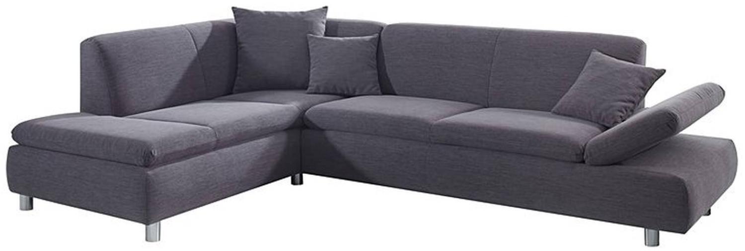 Ecksofa links mit Sofa 2,5-Sitzer rechts PRAG-23 feines Strukturgewebe Farbe grau Sitzhärte weich B: 272cm T: 189cm H: 76cm Bild 1