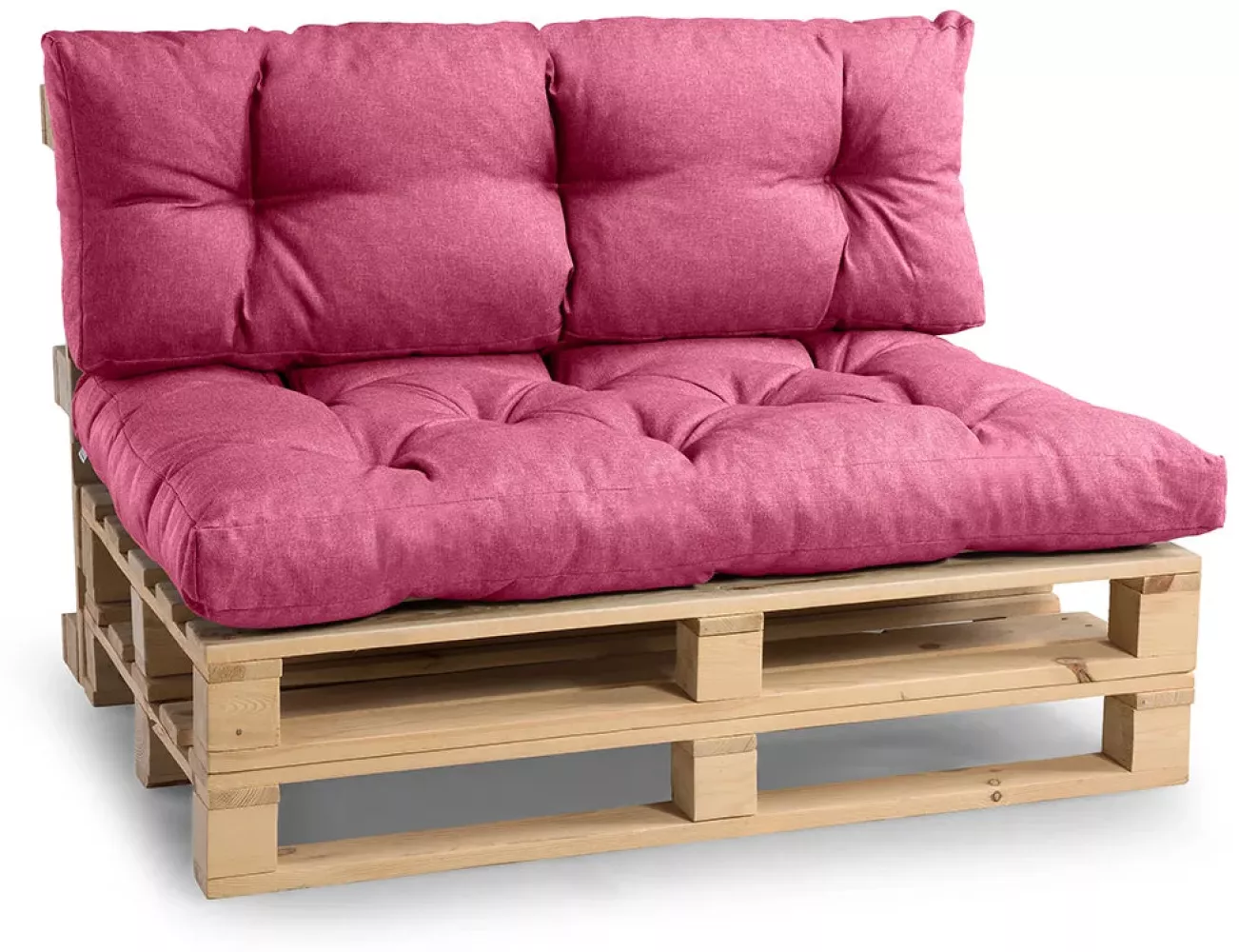 Gutekissen®, Palettenkissen, Gartensofakissen, gesteppte Kissen gefüllt mit granuliertem Poulirette-Schaum (Set (Sitzkissen 120x80 +Rückenlehne 120x40), Pink) Bild 1