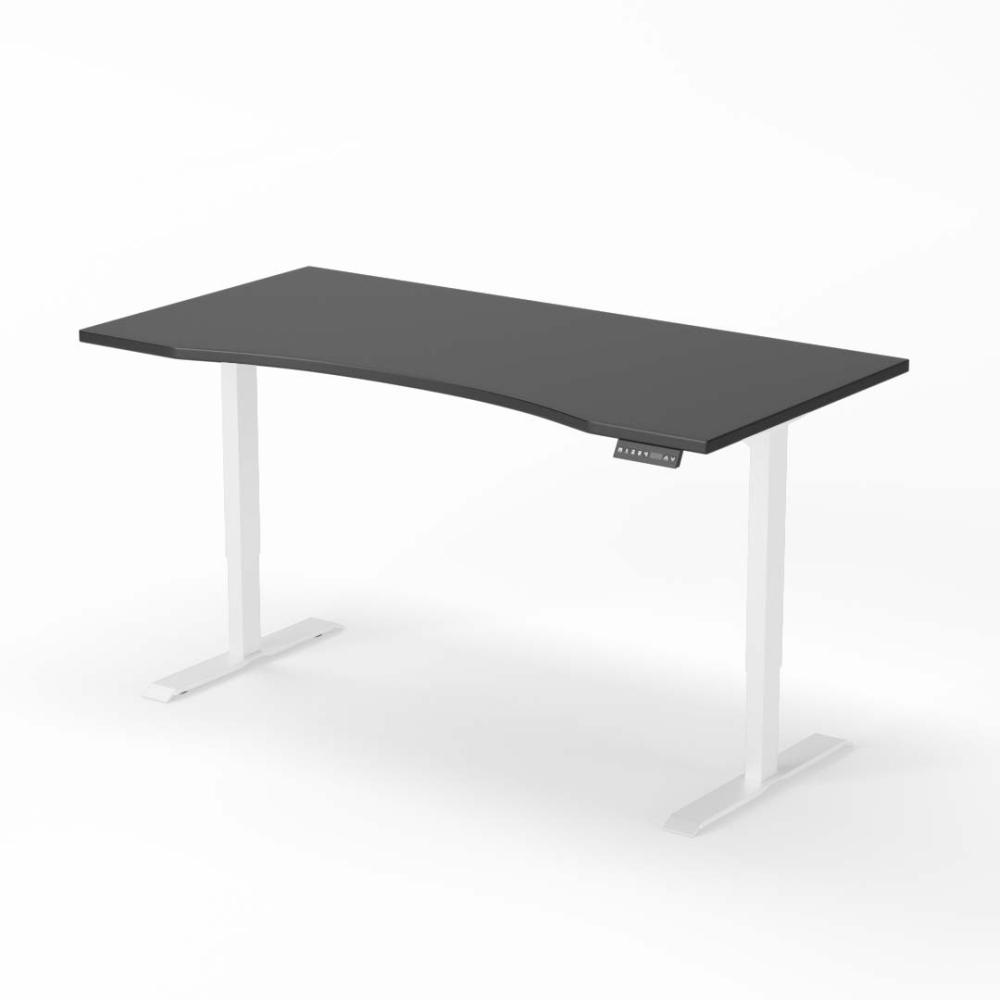 elektrisch höhenverstellbarer Schreibtisch CURVED 180 x 90 cm - Gestell Weiss, Platte Anthrazit Bild 1