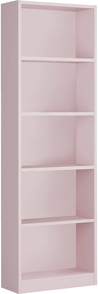 Dmora Artico Bücherregal, Hohes Bücherregal mit 5 Regalen, Büro- oder Schlafzimmerregal, Modernes Regal mit Fächern, 52x25h180 cm, Rosa Bild 1