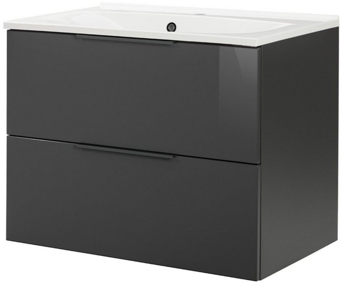 Fackelmann LUNA Badmöbel, 80 cm breit, Schwarz/Anthrazit, Gussmarmor Bild 1