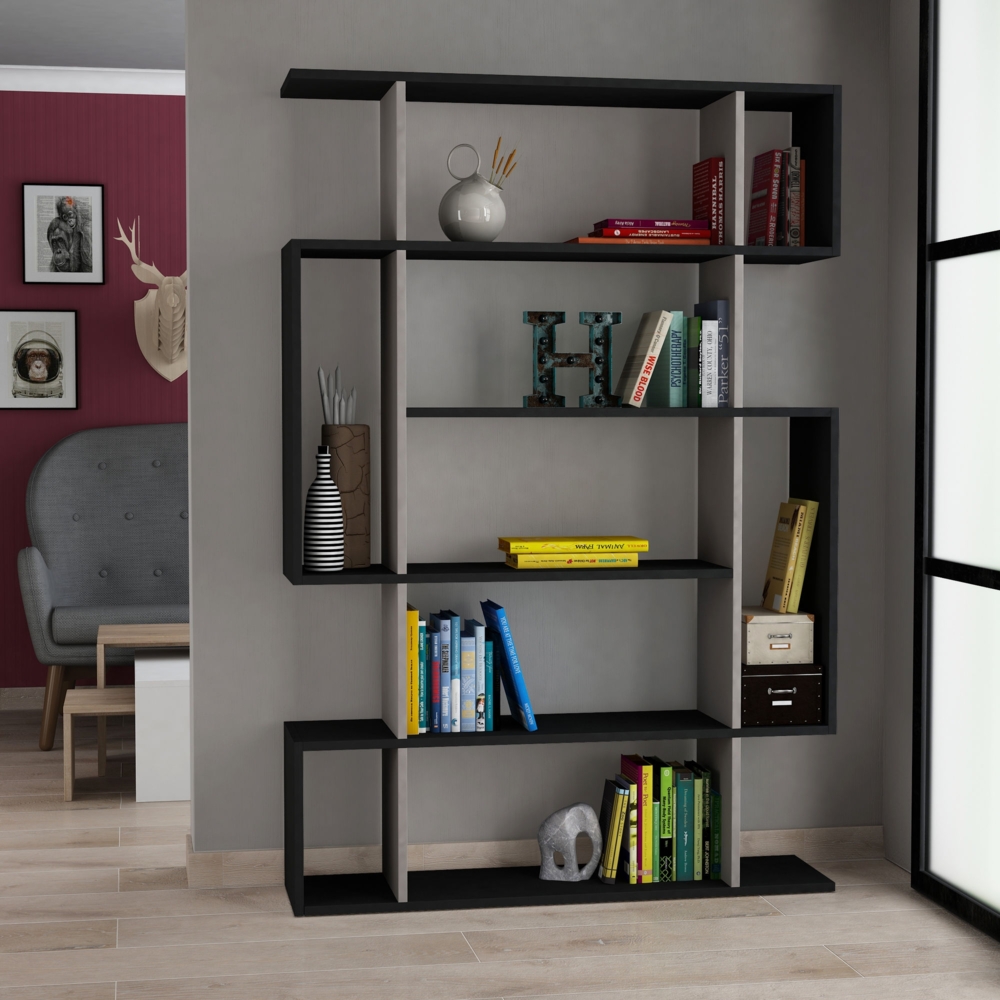 Bücherregal, 'Mito', 161 x 25,5 x 110, Anthrazit, Hellbraun Bild 1