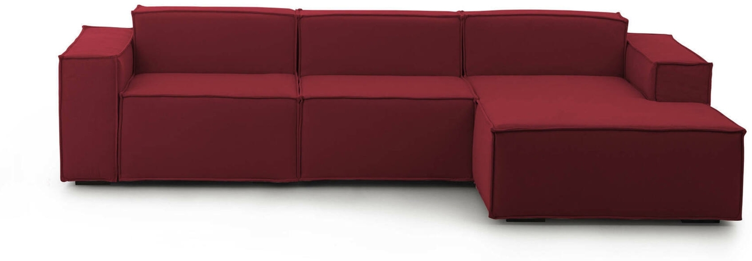 Dmora Sofa mit Halbinsel Ananas, Modulares Sofa mit rechter Halbinsel, Modernes Stoffsofa, 100 % Made in Italy, 300 x 170 x 70 cm, Rot Bild 1