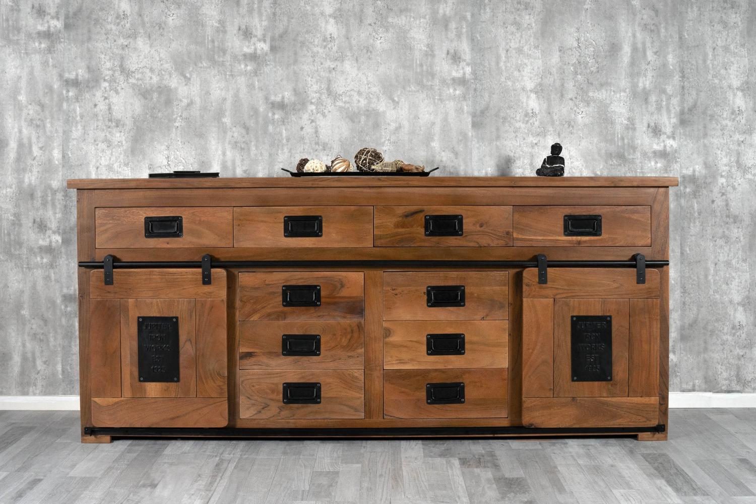 Sideboard Kommode Akazienholz massiv nussbaumfarben 200 x 90 x 45 cm LIBRO 134891812 Bild 1