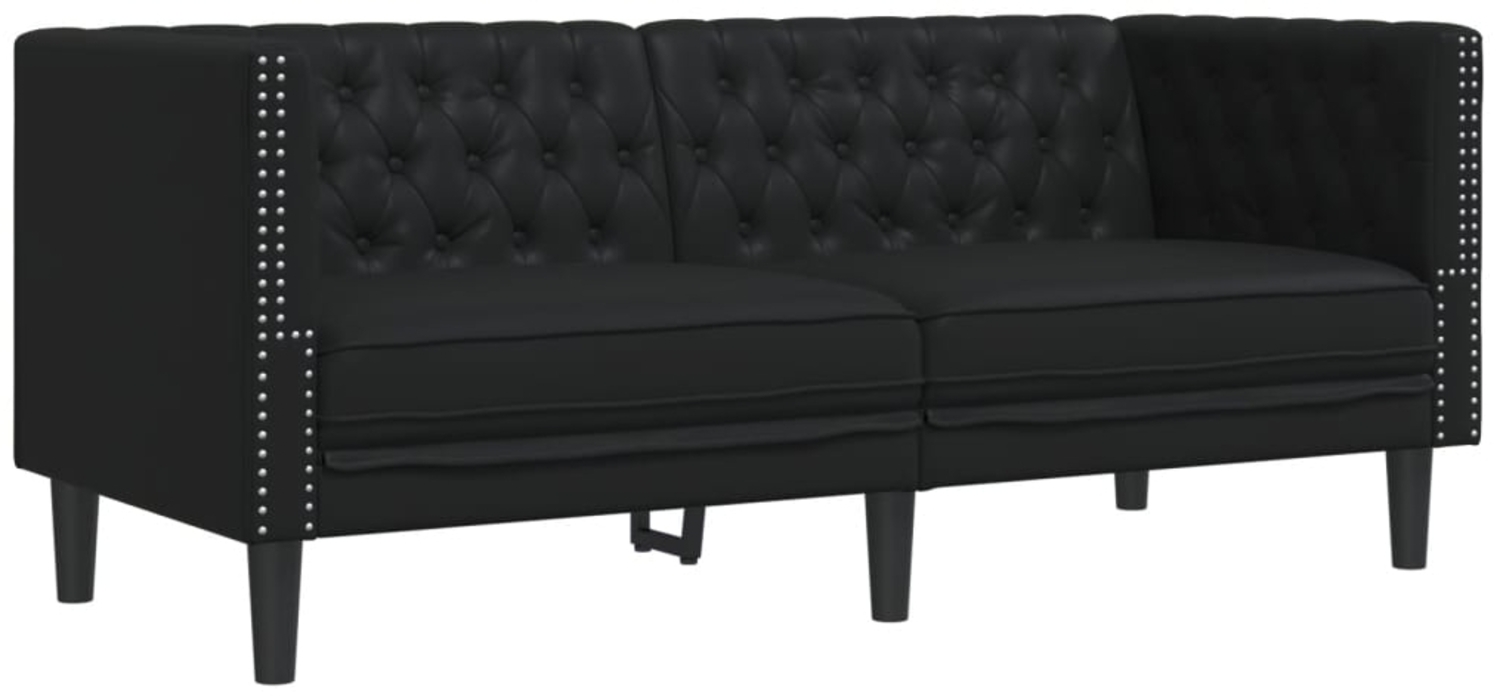 vidaXL Chesterfield-Sofa 2-Sitzer Schwarz Kunstleder 372659 Bild 1