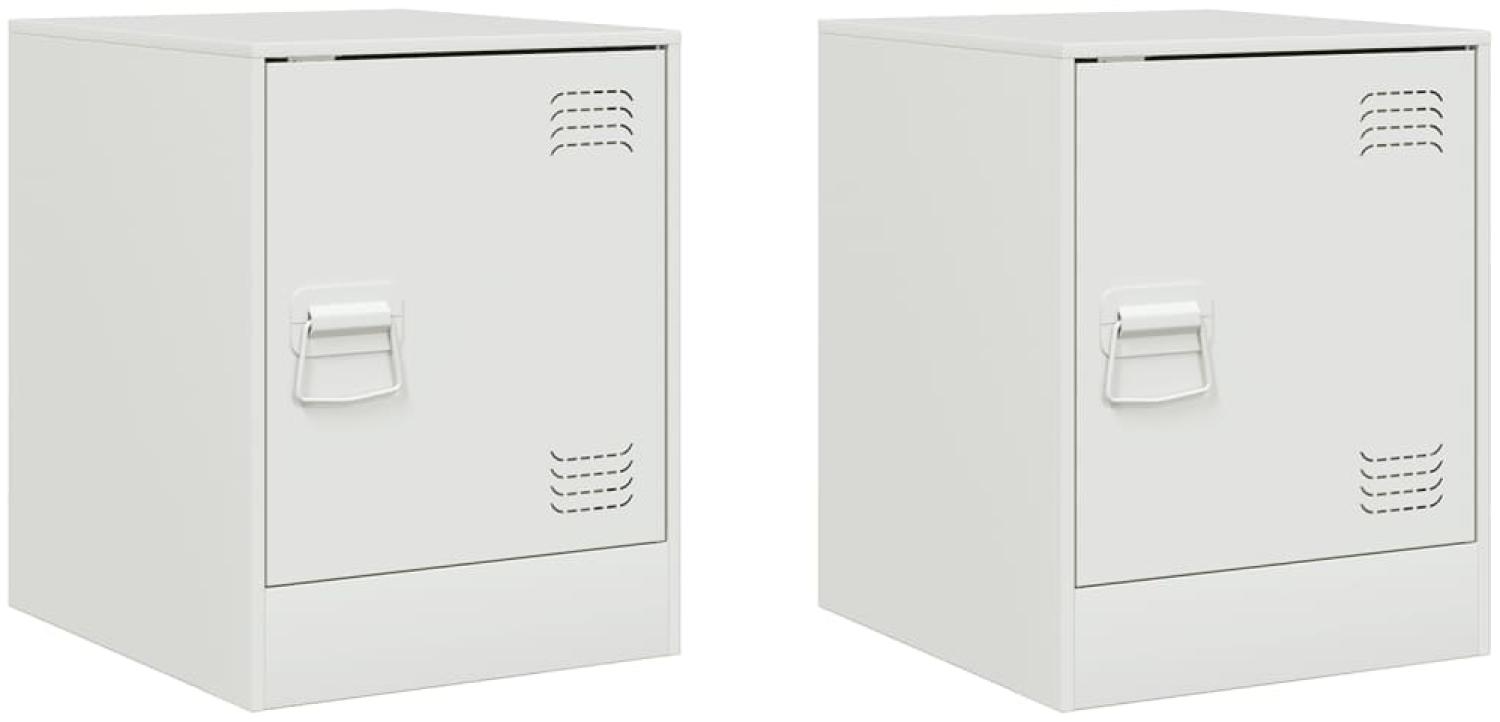 vidaXL Nachttische 2 Stk. Weiß 34,5x39x44 cm Stahl 841618 Bild 1