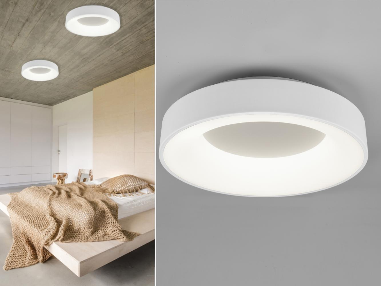 Trio Leuchten LED Deckenleuchte Girona 671210131, Metall Weiß matt, Acryl, inklusiv 27 Watt LED, Dimmer, Memory Funktion, Na Bild 1