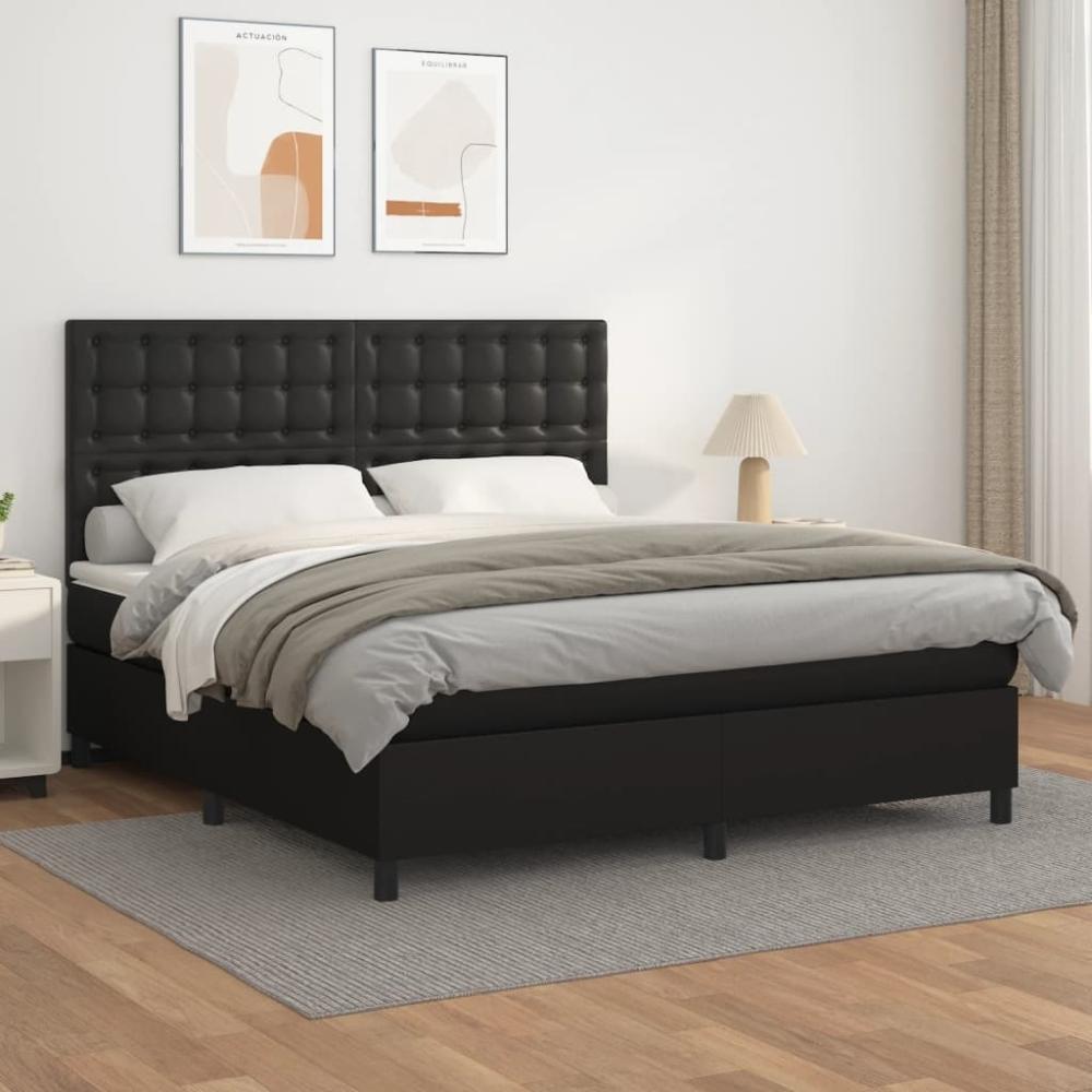 vidaXL Boxspringbett mit Matratze Schwarz 160x200 cm Kunstleder 3142851 Bild 1