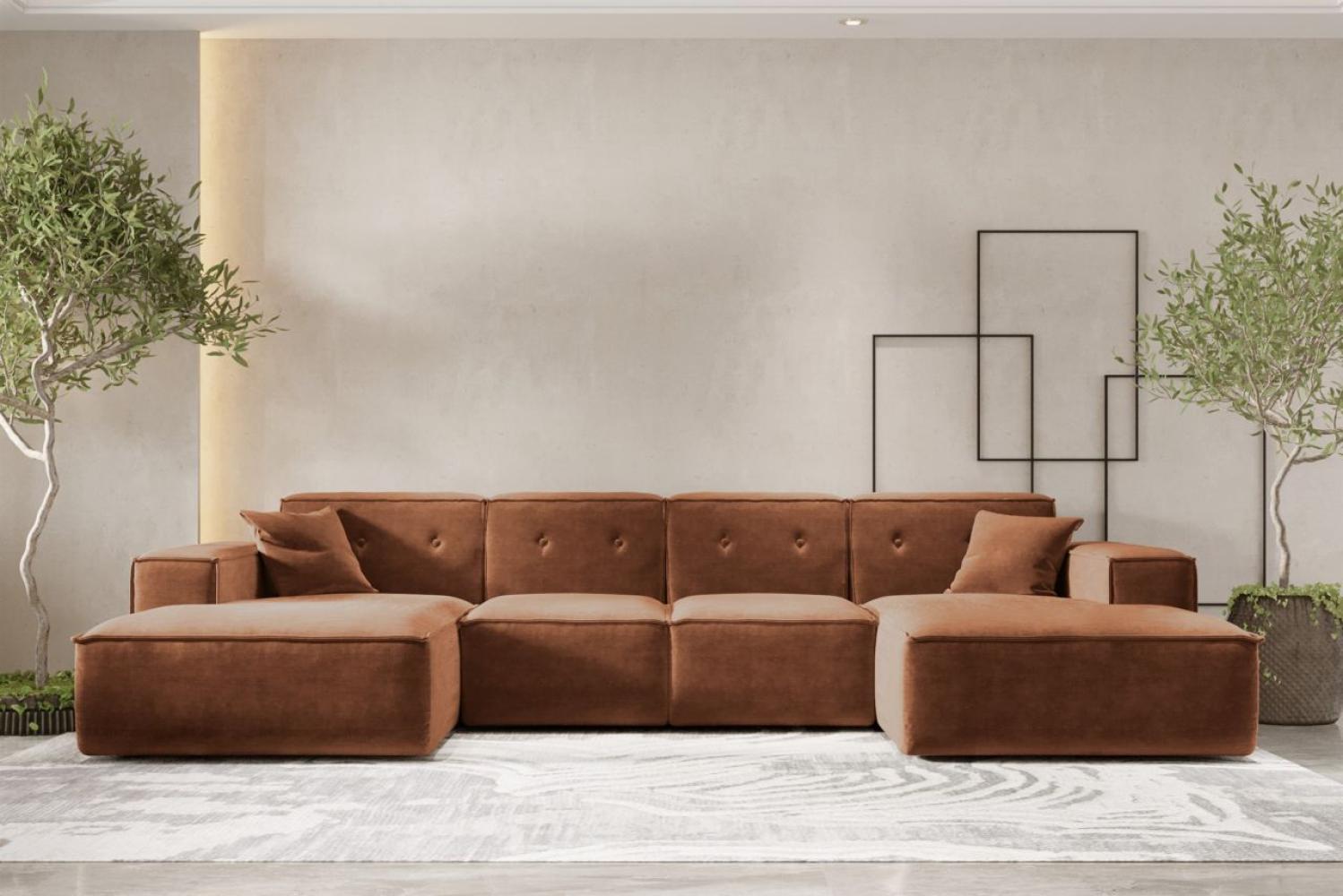 Wohnlandschaft Sofa U-Form CESINA in Stoff Perfect Harmony Rostbraun Bild 1