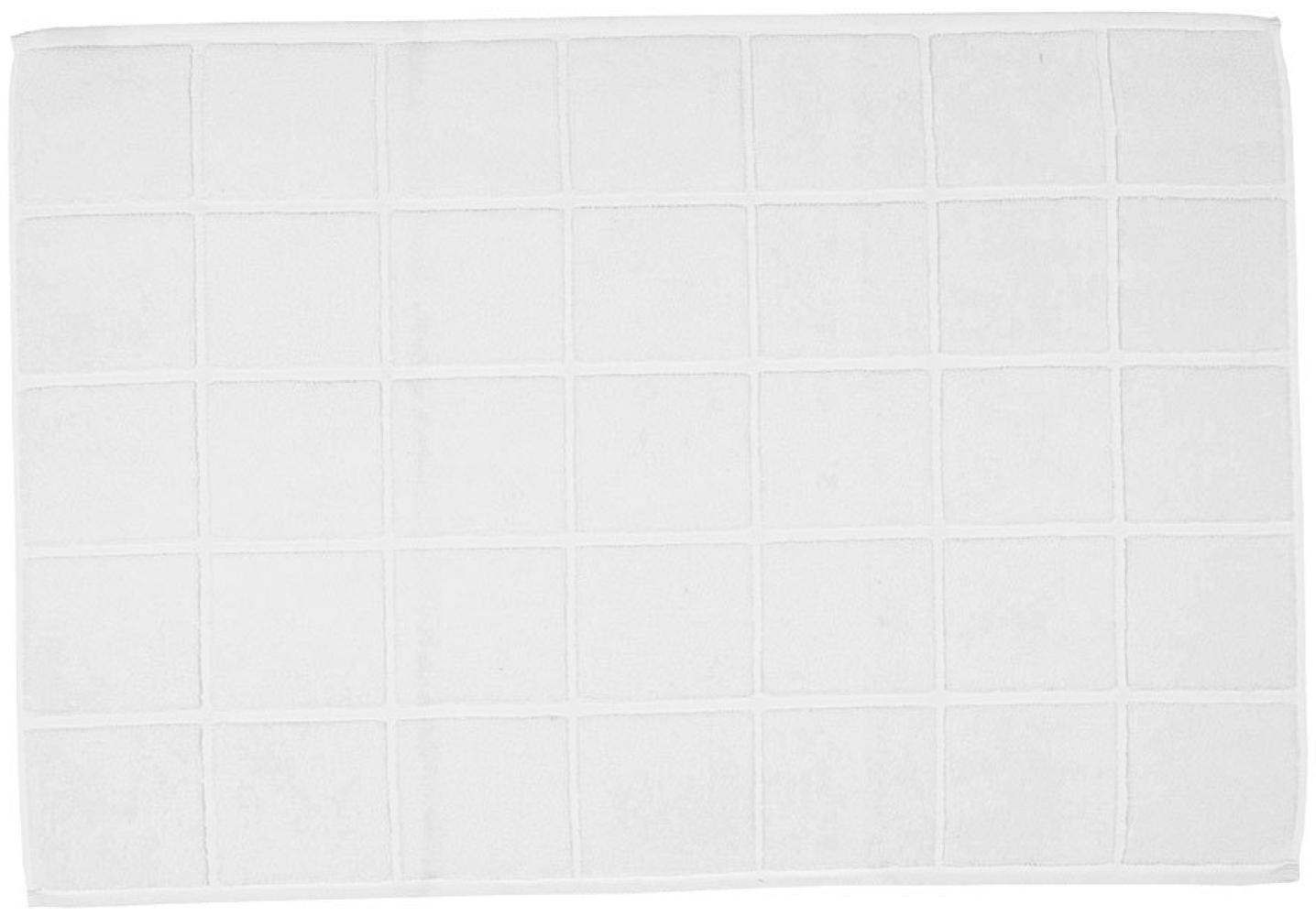 Ross Uni-Zwirn Frottier Badematte Karofond|60x100 cm| weiss Bild 1