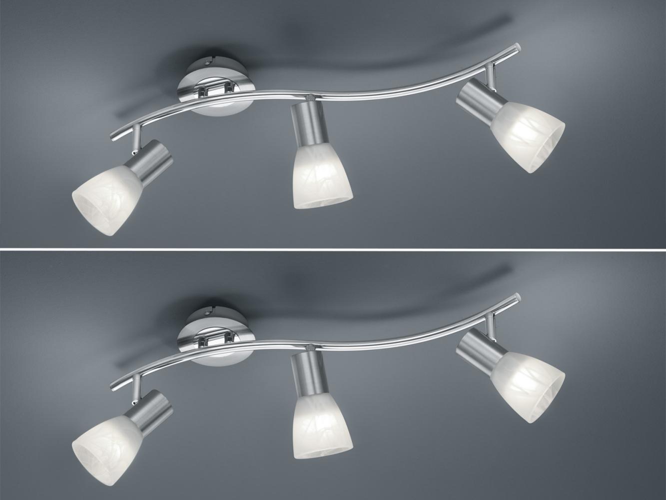 2er Set LED Deckenstrahler 3-flammig Silber Glasschirme schwenkbar, Breite 55cm Bild 1