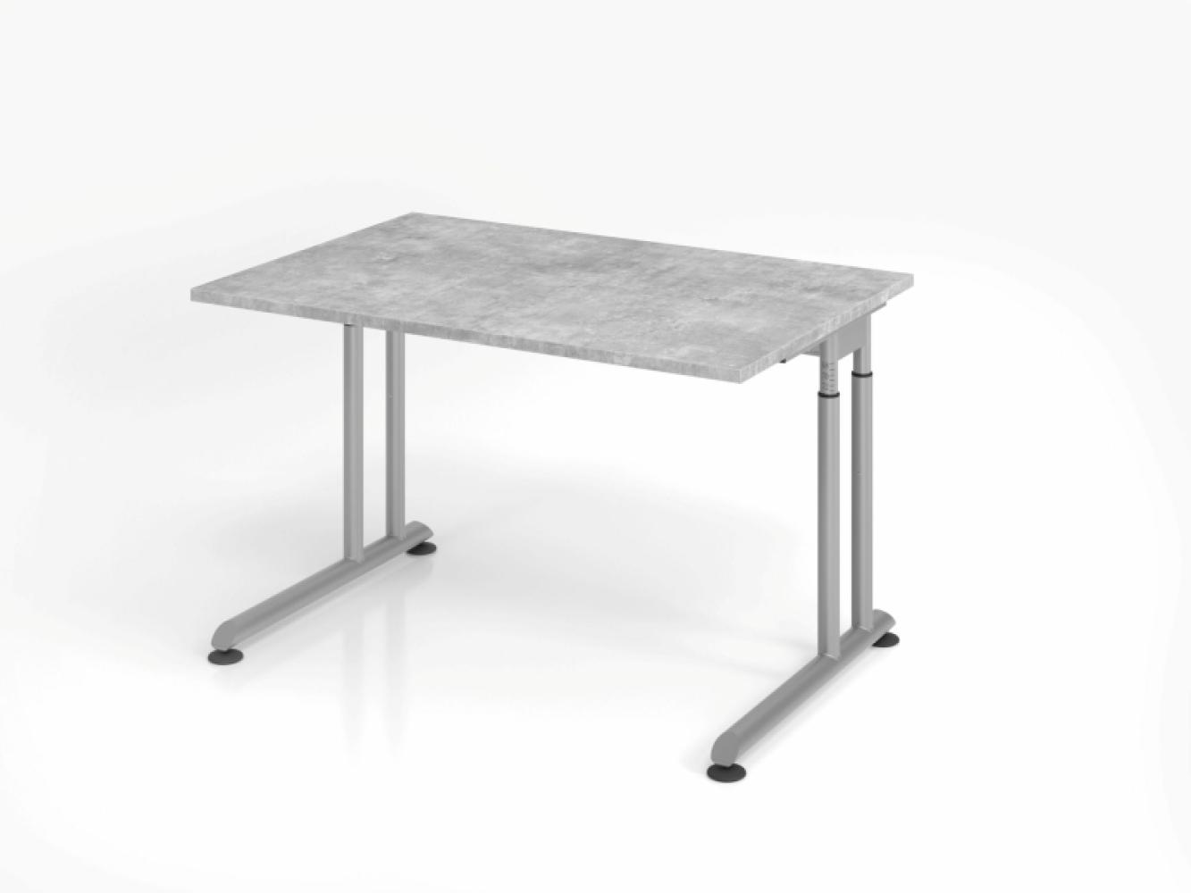 Schreibtisch C-Fuß 120x80cm Beton/Silber Bild 1