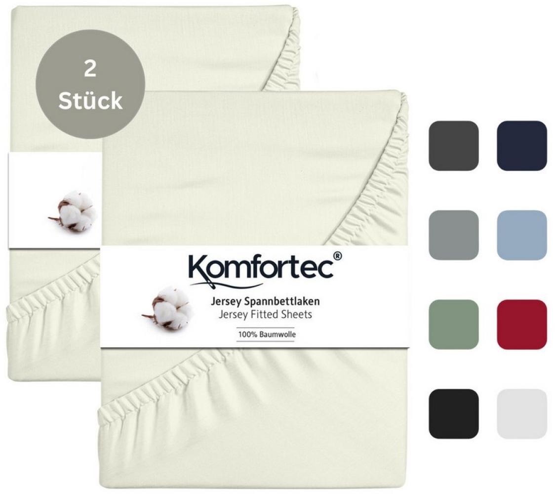 Komfortec Spannbettlaken Jersey Spannbettuch, 90x200, 140x200, 160x200, 180x200 oder 200x200 cm, 100% Baumwolle (135 g/m), Gummizug: Rundum, (2 Stück), OEKO-TEX® Standard 100 Zertifisiert, für Matratzen bis 25 cm Höhe Bild 1