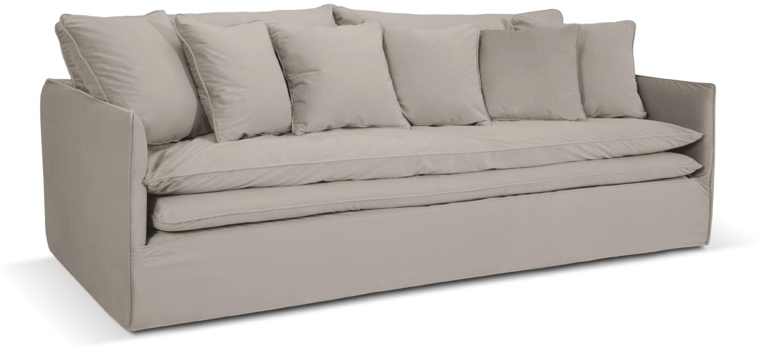 Micadoni Sofa Boho 4-Sitzer Samtstoff Dunkelbeige Bild 1