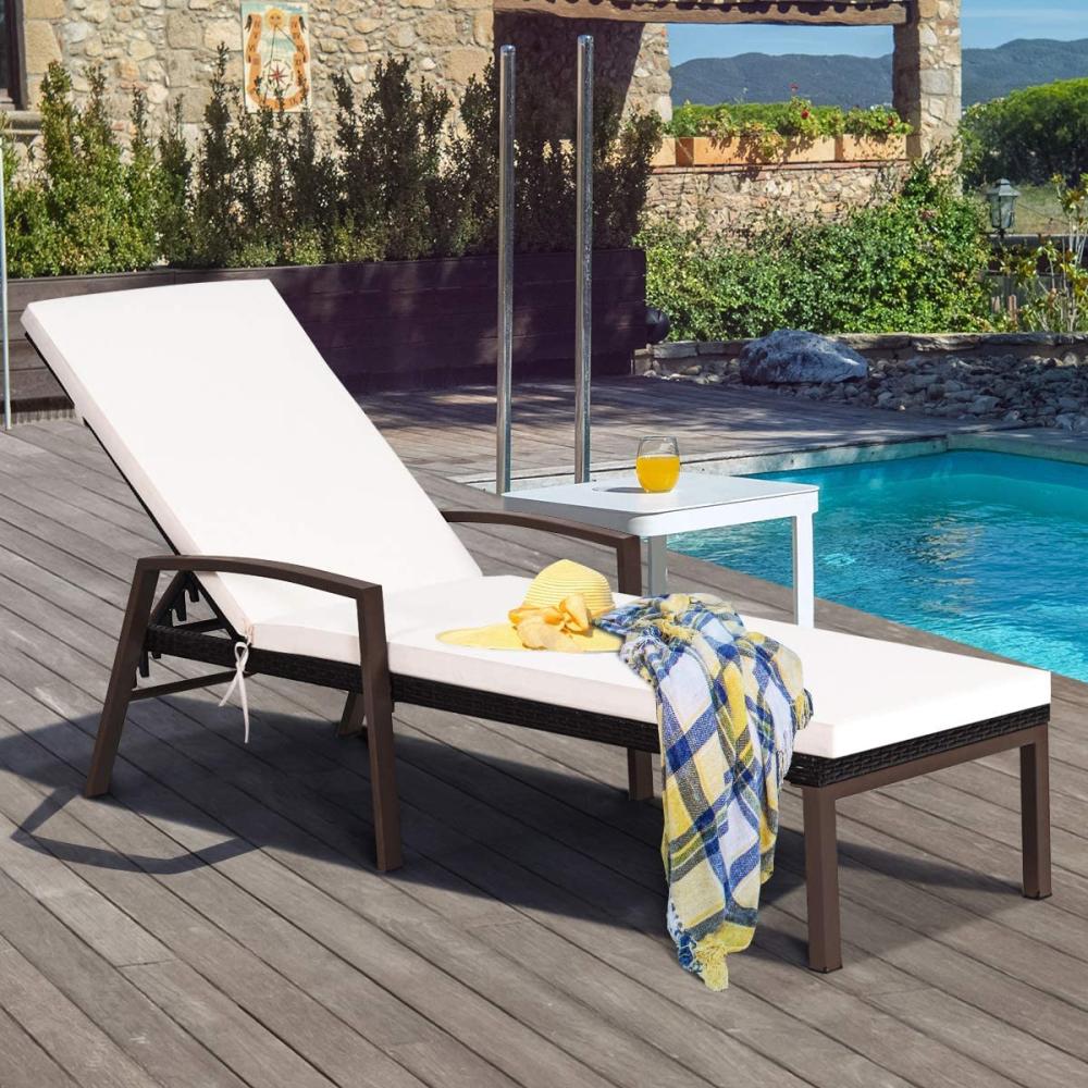 COSTWAY Sonnenliege Rattan, Gartenliege Bild 1