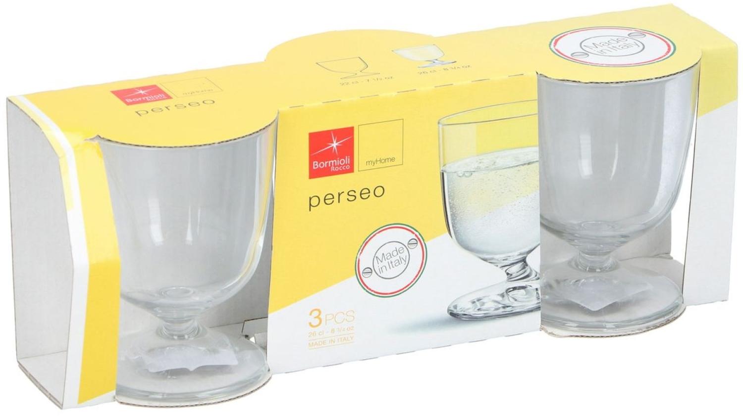 Trinkglas 3er Set 260ml 3 Stück Stielgläser Perseo Trinkglas Glas 8x11cm Bild 1