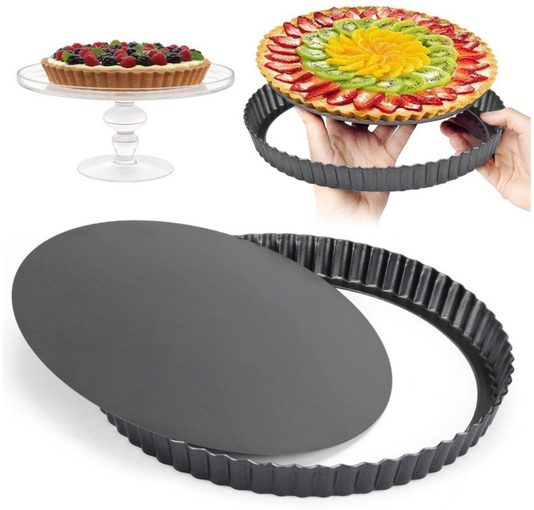 SURFOU Obstkuchenform Backformen Kuchenform Brotbackform Tarteform 28 cm Rund Pie Backform, (Antihaftbeschichtete Quiche Tortenboden Backform, Obstkuchenform,Tortenbodenform,Obstbodenform,Tortenform,Torte Pan,Tortenpfannen,Quichepfanne, 22/24/28cm back... Bild 1