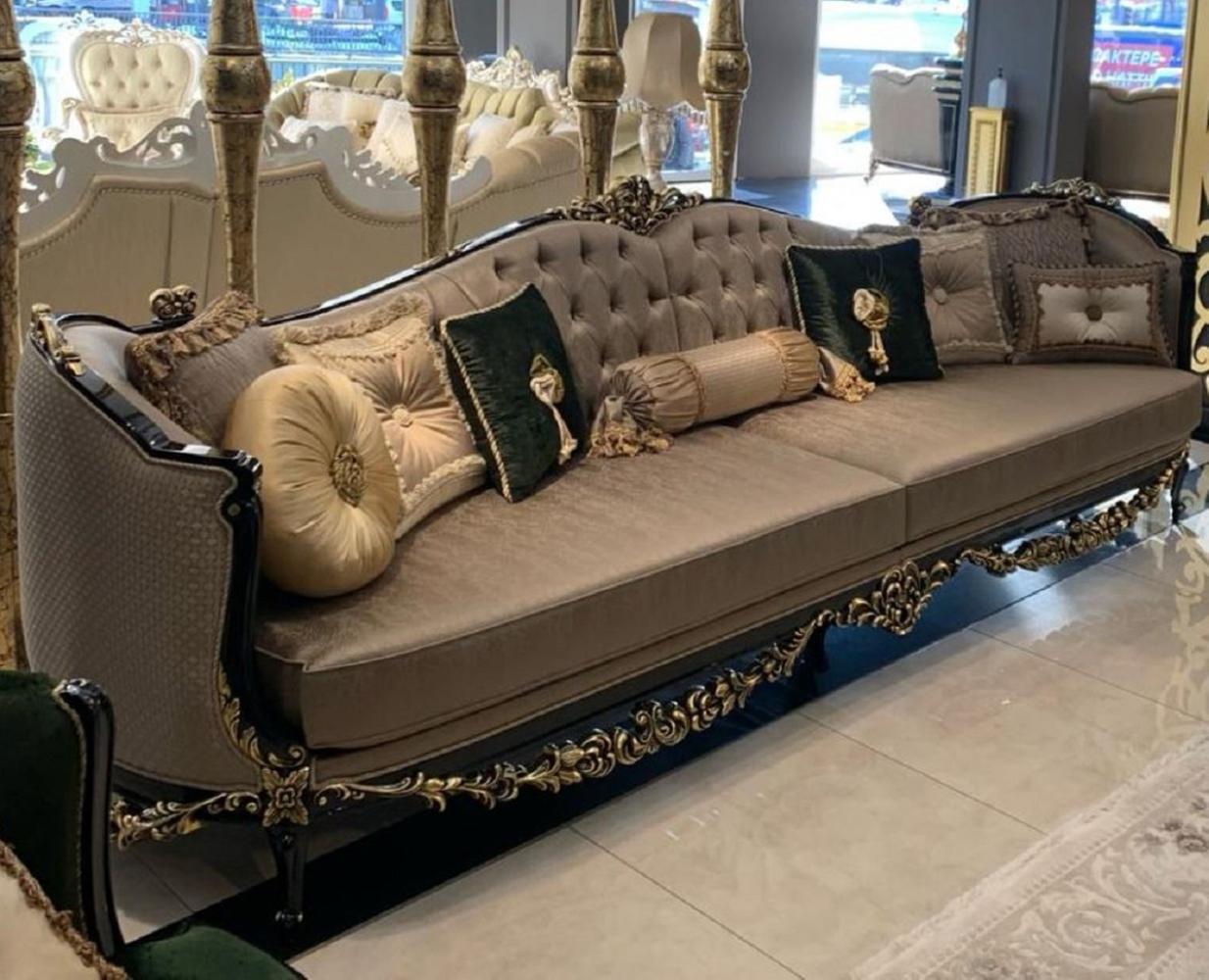 Casa Padrino Luxus Barock Sofa Silber / Schwarz / Gold - Prunkvolles Wohnzimmer im Barockstil - Barock Wohnzimmer Möbel - Edel & Prunkvoll Bild 1