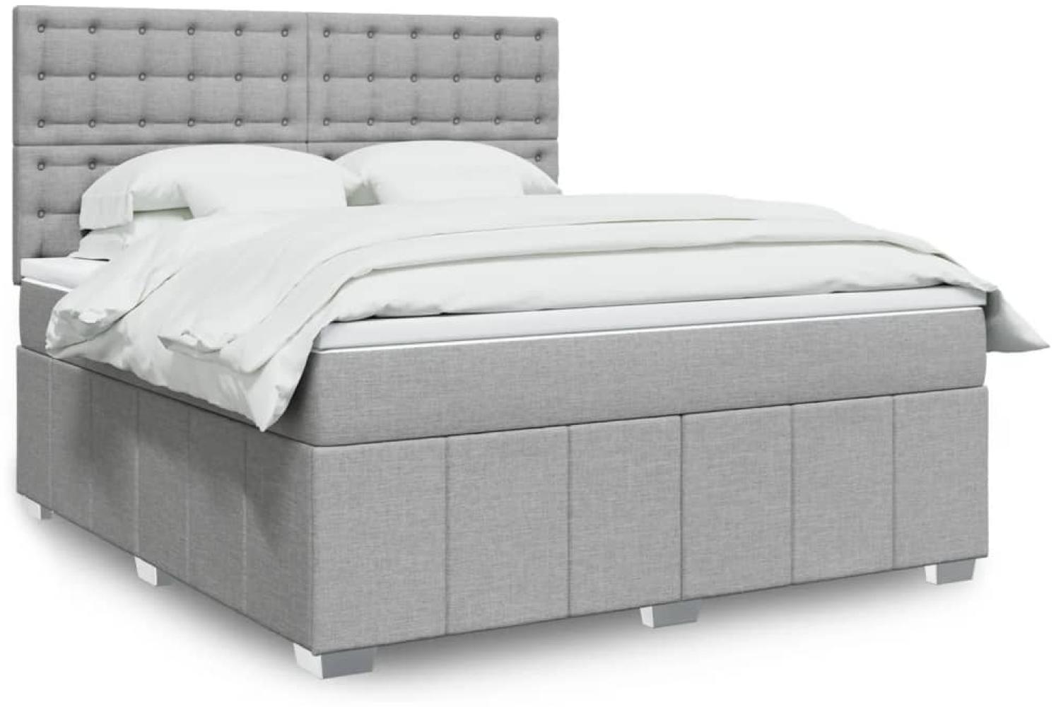 vidaXL Boxspringbett mit Matratze Hellgrau 180x200 cm Stoff 3294061 Bild 1