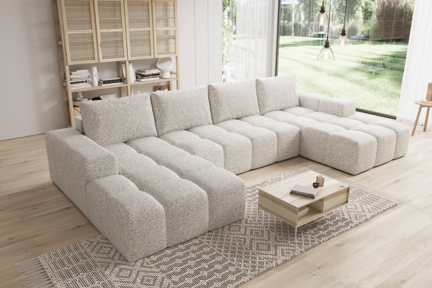 PROMETO Möbel Ecksofa Couch U-Form, Sofa U-Form Teddy-Bouclé, WebStoff -Cento Bild 1