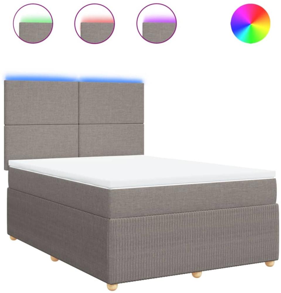 vidaXL Boxspringbett mit Matratze Taupe 160x200 cm Stoff 3294404 Bild 1