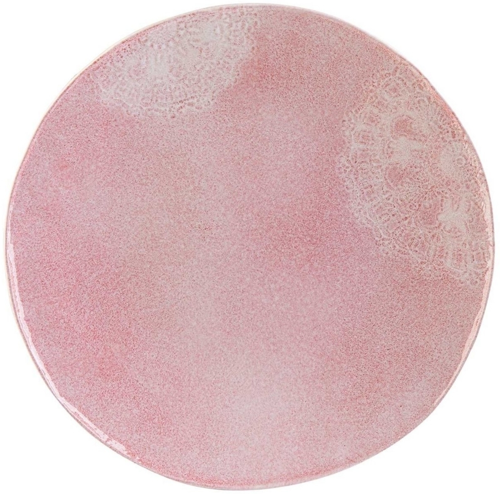 Home4You Speiseteller, Ø 27 cm, Rosa, Steingut, Glasierte Oberfläche, (1 St), mit floraler Prägung, Spülmaschinengeeignet Bild 1