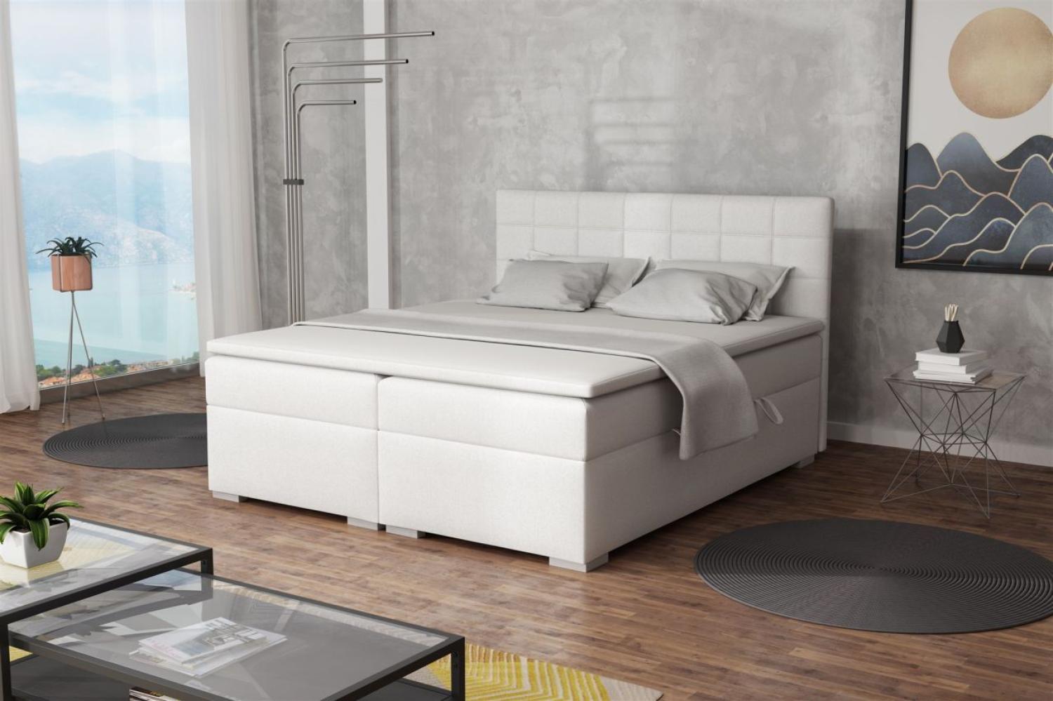 Boxspringbett Schlafzimmerbett FARUK 160x200cm Kunstleder Soft Weiss Bild 1