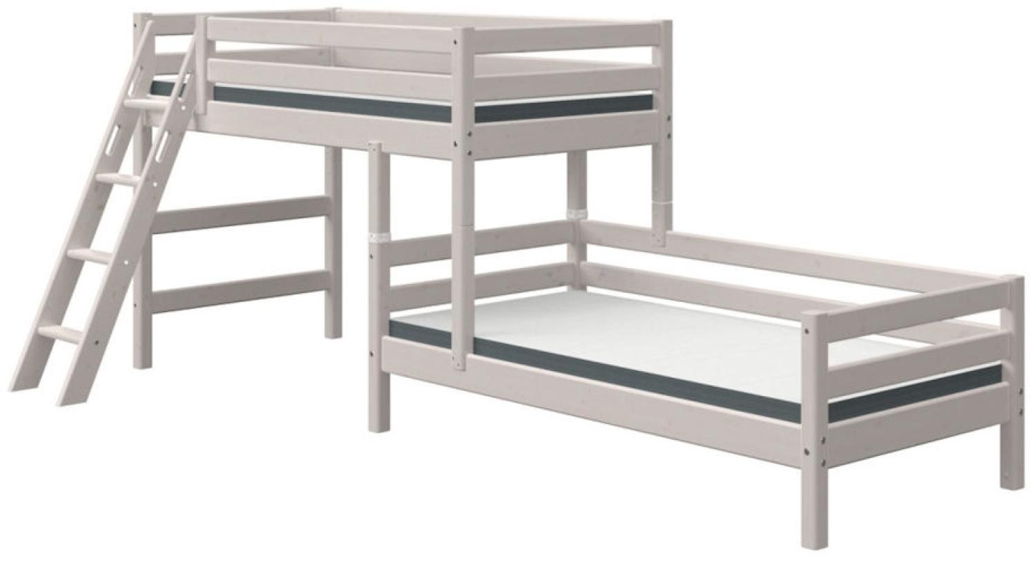 Flexa Classic Kombi Etagenbett mit schräger Leiter Grau Bild 1