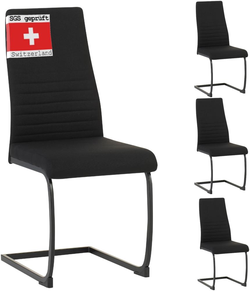 ALBATROS Freischwinger Stuhl TURANO 4er Set, Schwarz - Esszimmerstuhl Schwingstuhl mit Modernem Design, Stoff-Bezug, Dicke Polsterung - Küchenstuhl, Polster-Stuhl Esszimmer, Esstisch Stuhl Bild 1