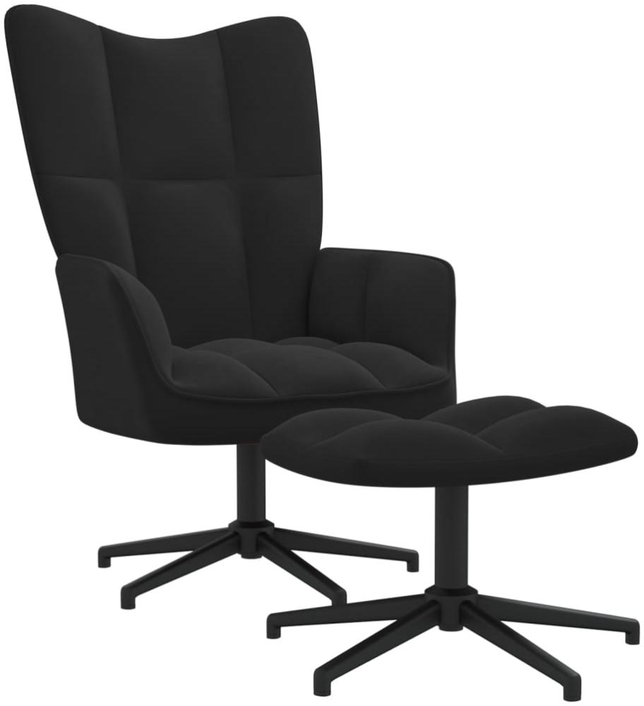 vidaXL Relaxsessel mit Hocker Schwarz Samt [328112] Bild 1