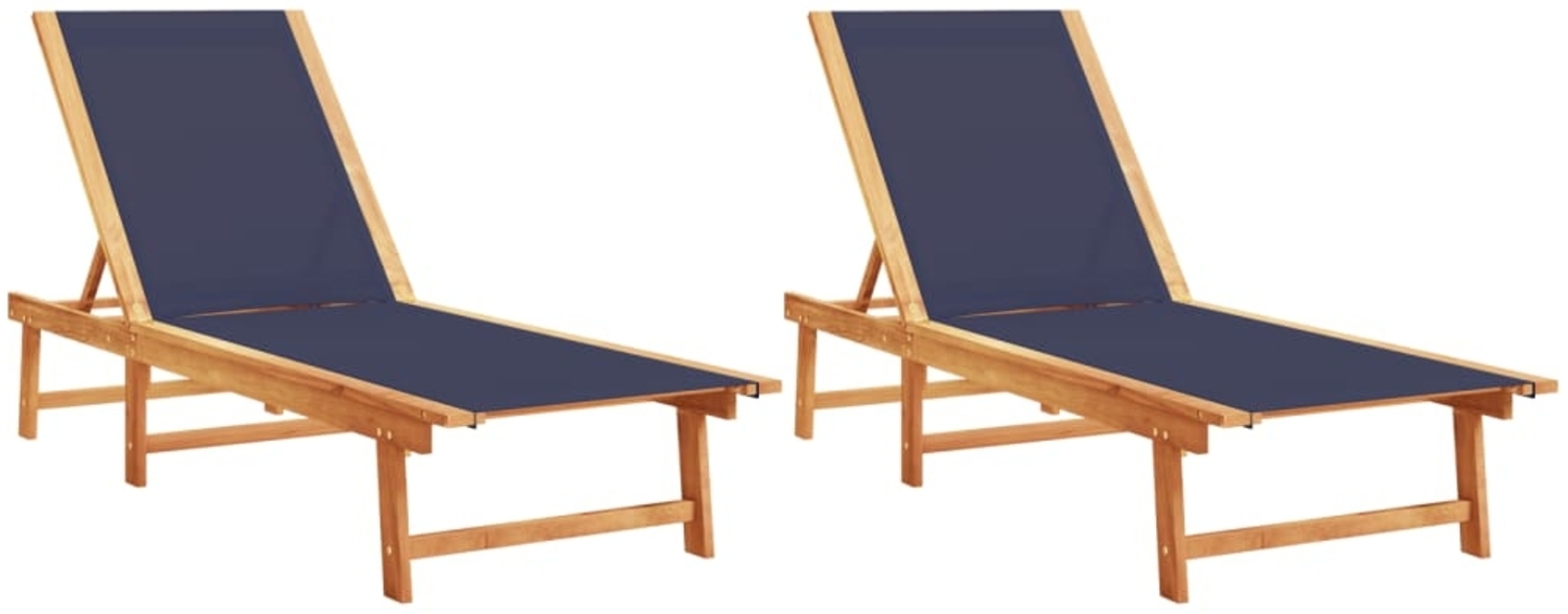 vidaXL Sonnenliegen 2 Stk. Blau Massivholz Akazie und Textilene 3279250 Bild 1