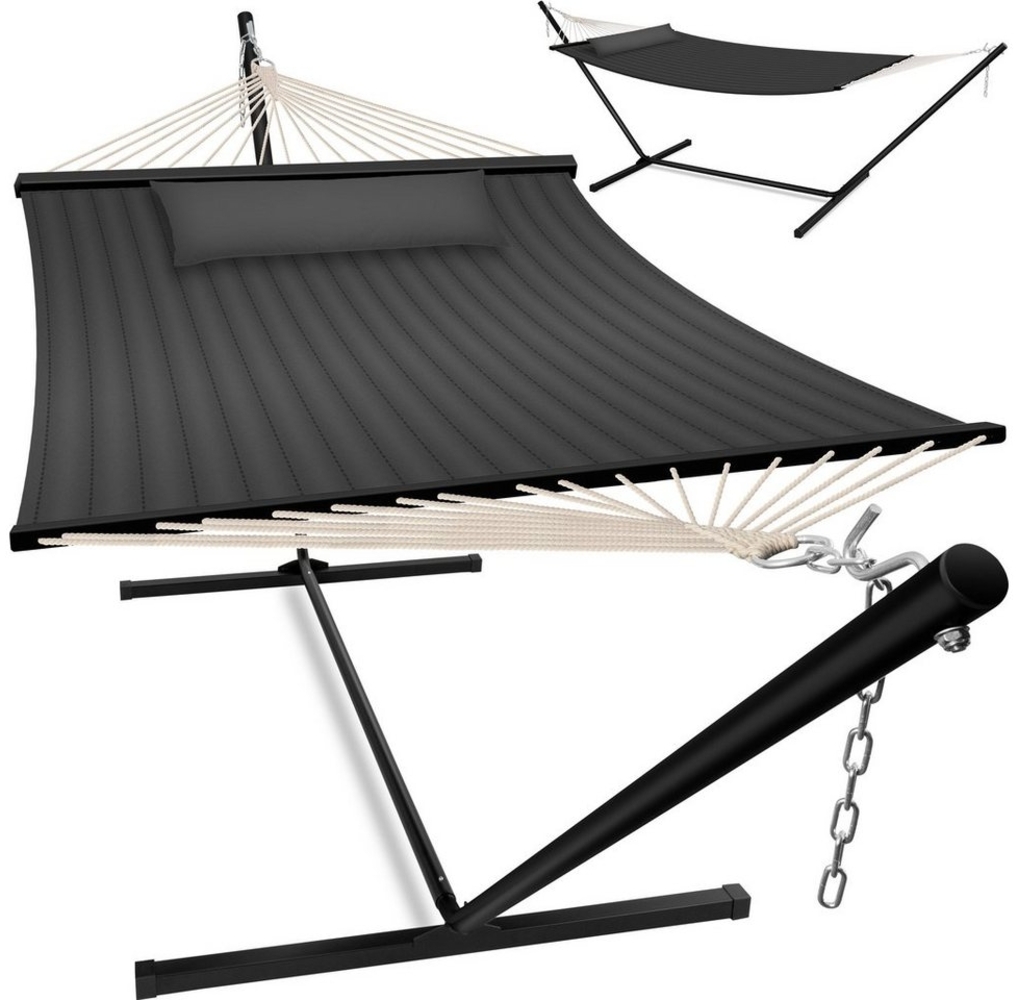 KESSER® Hängematte HILL mit Gestell Kissen Doppelhängematte für 2 Personen-Stabiler Rahmen -200kg Belastbarkeit Indoor & Outdoor XXL Hängesessel Doppel Mehrpersonen Garten Pool Balkon Terrasse Anthrazit Bild 1