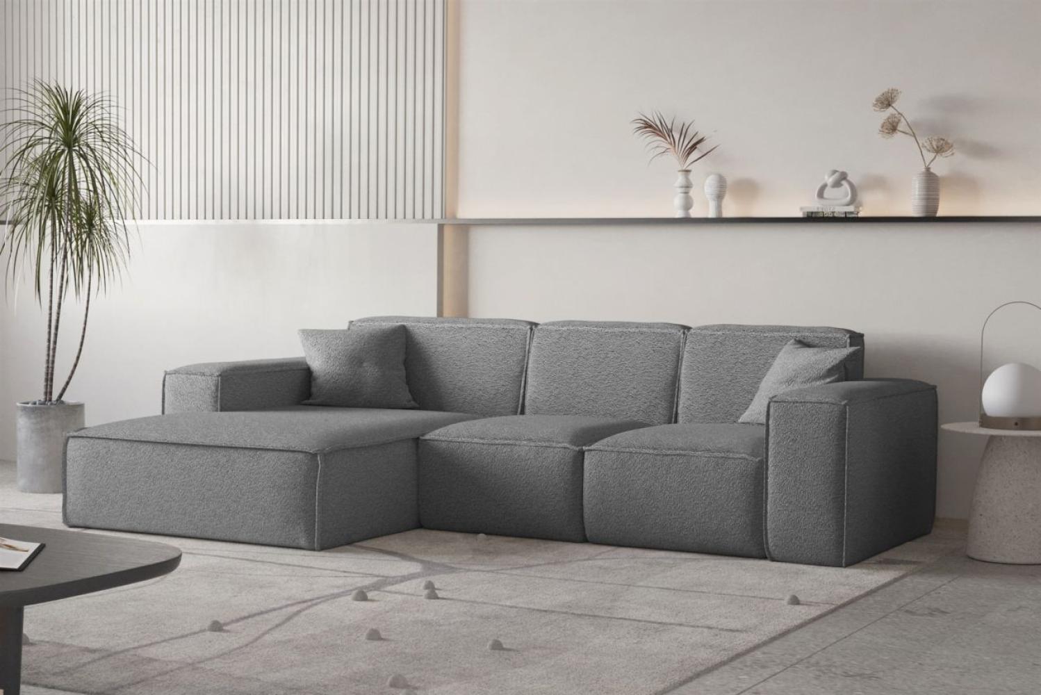 Ecksofa Designersofa CELES PREMIUM Stoff Ascot Bukla Graphit Ottomane Links Bild 1