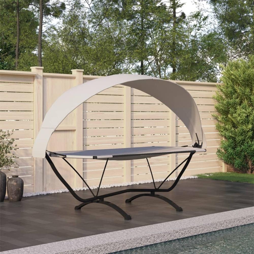 vidaXL Outdoor-Loungebett mit Dach Creme Stahl und Oxford-Stoff 317601 Bild 1